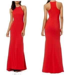 Badgley Mischka Red Slow Burn Halter Gown Dress